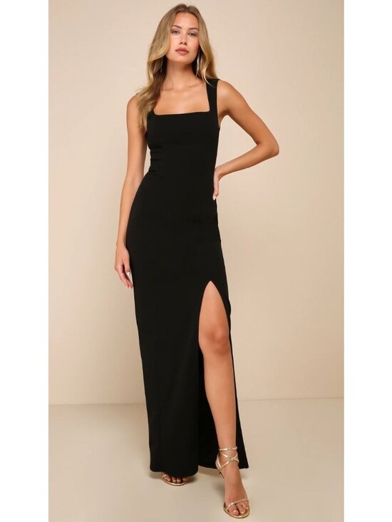 Lulus Dresses & Skirts - Lulus Inspiring Allure Black Square Neck Column Maxi Dress Women's Size Lg NWT!